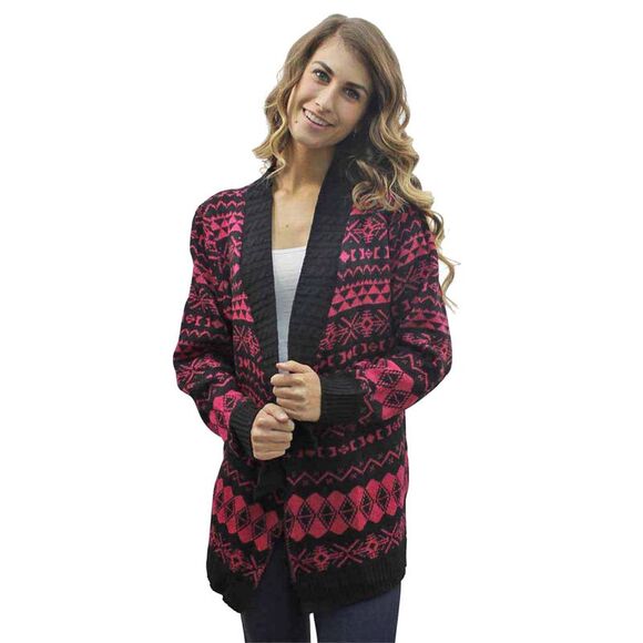 Aztec Print Long Cardigan Sweater - Picture 2 of 8